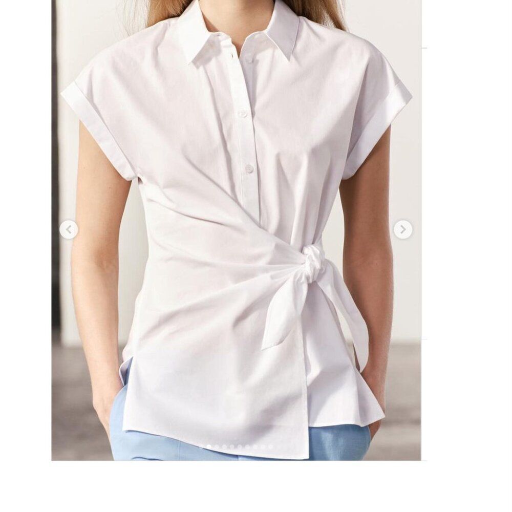 ZARA ZW Collection Knot Detailed Poplin Shirt – 100% cotton - XL ✨🎀